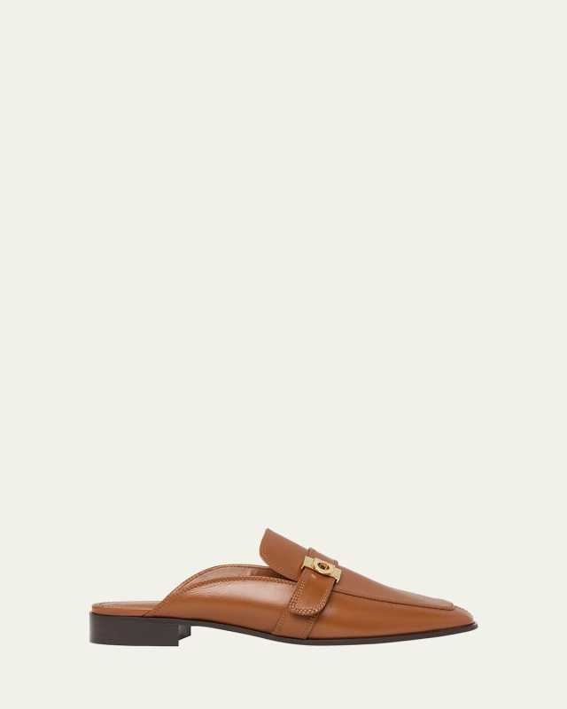Mavira Leather Gancini Strap Loafer Mules